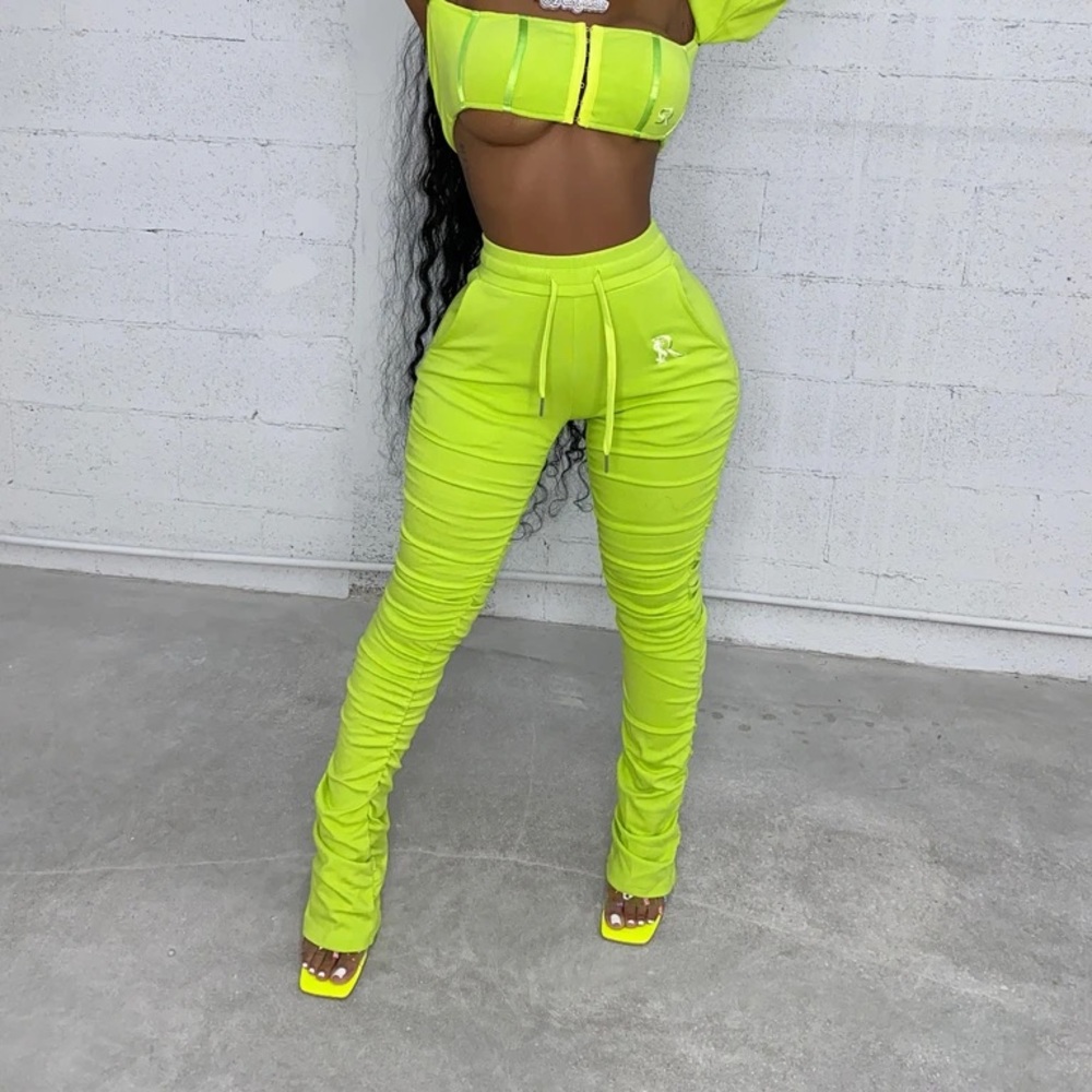 Neon green gsuwoo sweatpants